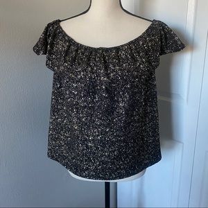 Peppermint Black and Gold Off the Shoulder Blouse
